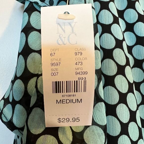 😊3/$30 NY&C sheer ruffle tank top, aqua & black Size M NWT 🏷 - Picture 7 of 8